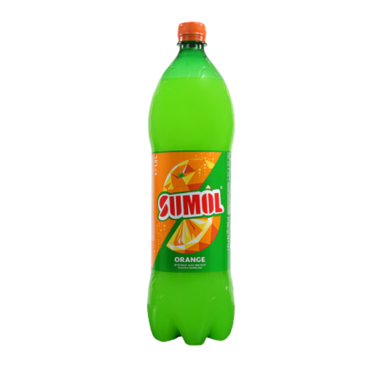 1.5 liter bottle of Orange Sumol Soda 