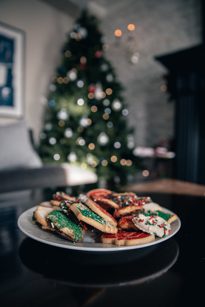 Holiday cookies with a Christmas tree