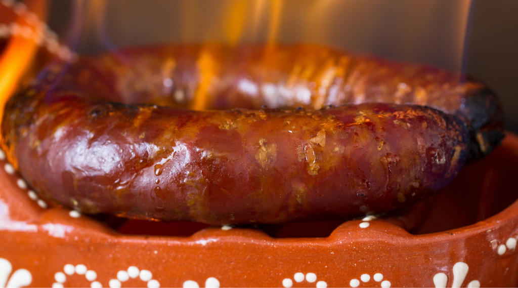 Portuguese sausage on a grill